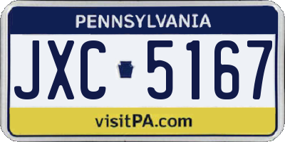 PA license plate JXC5167