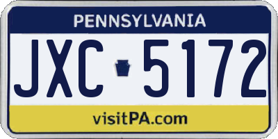 PA license plate JXC5172