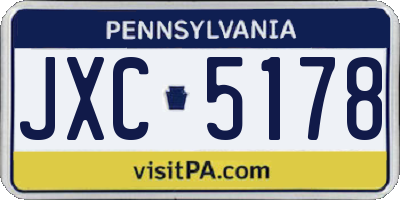 PA license plate JXC5178