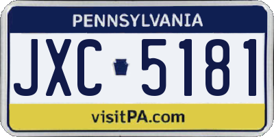 PA license plate JXC5181
