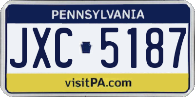 PA license plate JXC5187