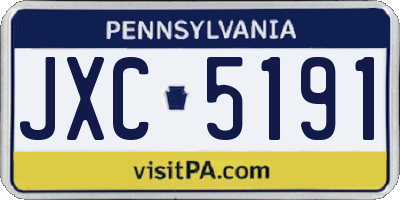 PA license plate JXC5191