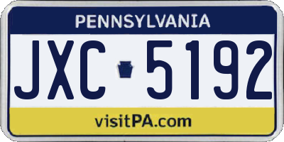 PA license plate JXC5192