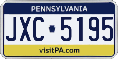 PA license plate JXC5195
