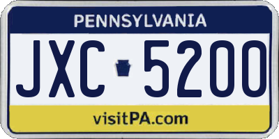 PA license plate JXC5200