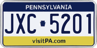 PA license plate JXC5201