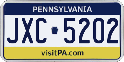 PA license plate JXC5202