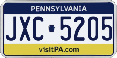 PA license plate JXC5205