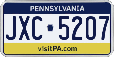 PA license plate JXC5207