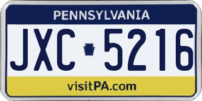 PA license plate JXC5216