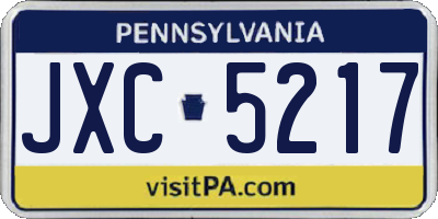 PA license plate JXC5217