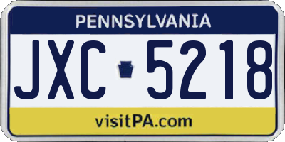 PA license plate JXC5218