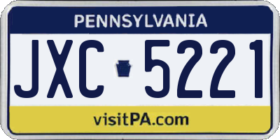 PA license plate JXC5221