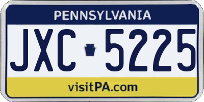 PA license plate JXC5225