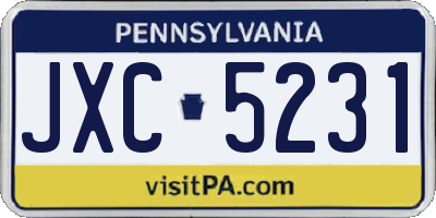 PA license plate JXC5231
