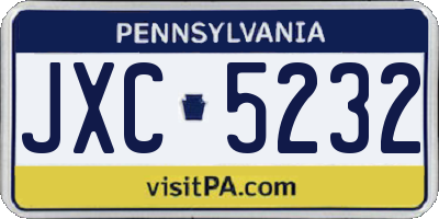 PA license plate JXC5232