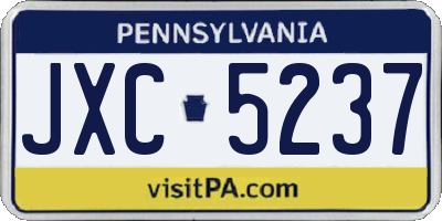 PA license plate JXC5237