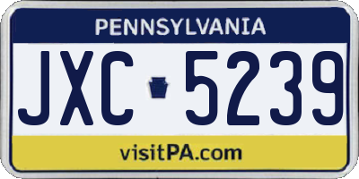 PA license plate JXC5239