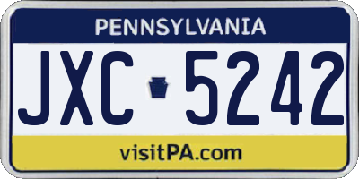 PA license plate JXC5242
