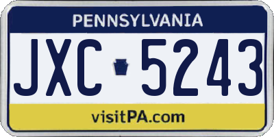 PA license plate JXC5243