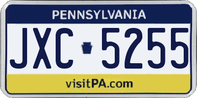 PA license plate JXC5255