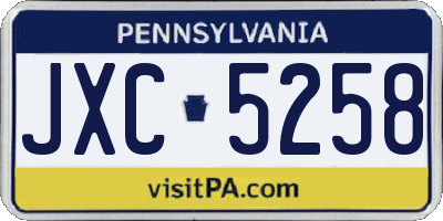 PA license plate JXC5258