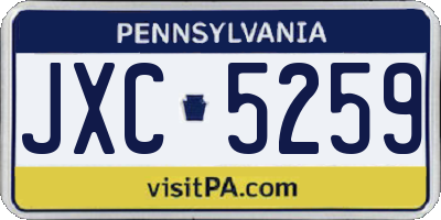 PA license plate JXC5259
