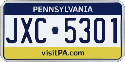 PA license plate JXC5301