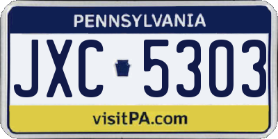 PA license plate JXC5303