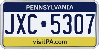 PA license plate JXC5307