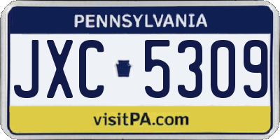 PA license plate JXC5309