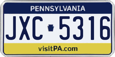 PA license plate JXC5316