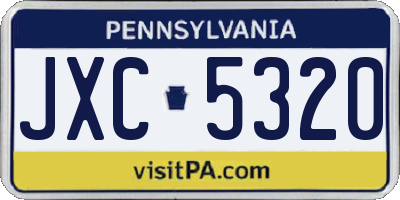 PA license plate JXC5320