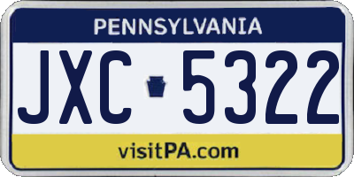 PA license plate JXC5322