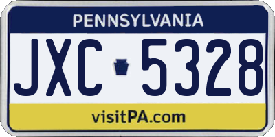 PA license plate JXC5328