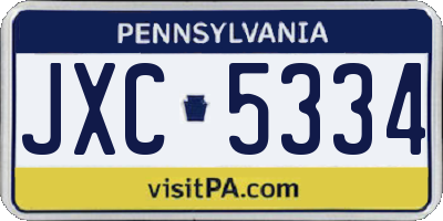 PA license plate JXC5334
