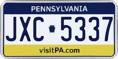 PA license plate JXC5337