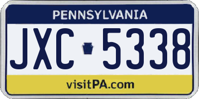 PA license plate JXC5338