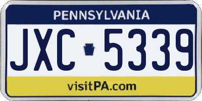 PA license plate JXC5339