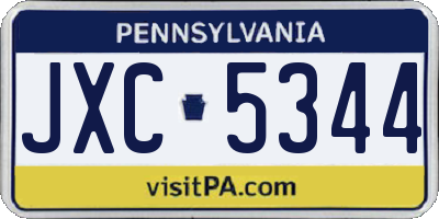 PA license plate JXC5344