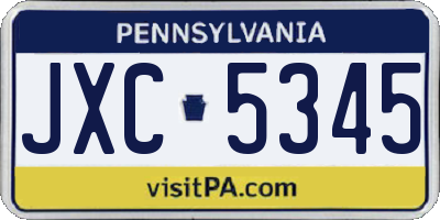 PA license plate JXC5345