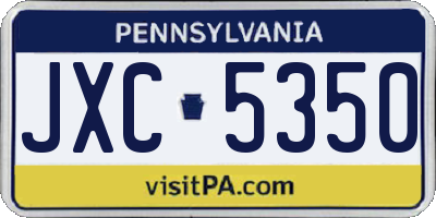 PA license plate JXC5350