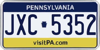 PA license plate JXC5352