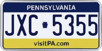 PA license plate JXC5355