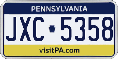 PA license plate JXC5358
