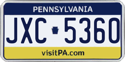 PA license plate JXC5360