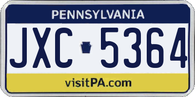 PA license plate JXC5364