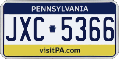 PA license plate JXC5366