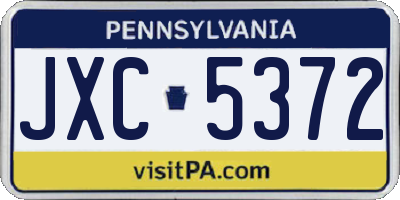 PA license plate JXC5372