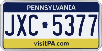 PA license plate JXC5377